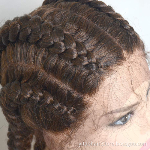 FZY Synthetic Hair Wig Glueless Braided Lace Wigs 99J Brown Vendor Africa Double Braid Lace Wigs for Black Women Perruque Tresse